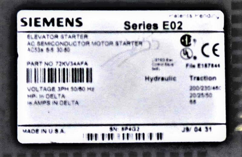 STARTER, DEFINITE PURPOSE, SEE PHOTOS FOR DATA SIEMENS # 72KV34AFA