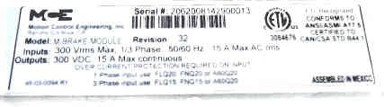 ASSEMBLY, BRAKE CIRCUIT BOARDS, MCE # V-BRAKE MODULE REV 32