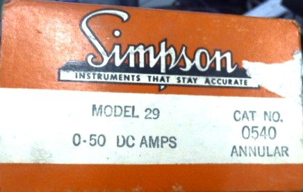 METER, PANEL MOUNT, 0-50 AMPERES, 4 1/2 SIMPSON MODEL 29 # 0540