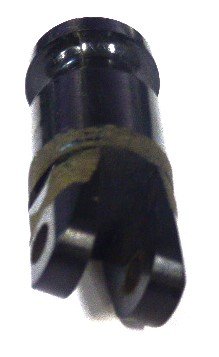 BUTTON, BLACK, 3/4 DIAMETER, MILK BOTTLE, MARKED # 5 OTIS # 323AB1