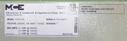 LIMIT, SHAFTWAY, CAR TOP, 16 SWITCH ASSEMBLY, MCE # TLS-C-16 REV 7