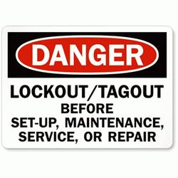 LOCK OUT/TAG OUT SIGN, RED, WHITE & BLACK, 7 X 10