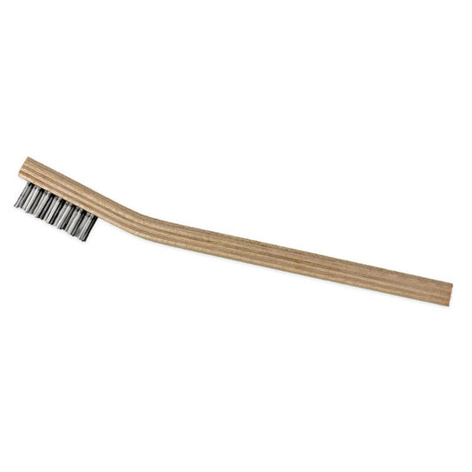BRUSH, STAINLESS STEEL, 8 CURVED WOOD HANDLE MADE IN USA