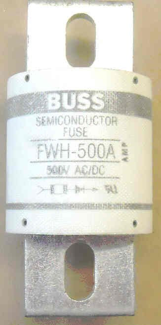 FUSE, SEMI-CONDUCTOR, 500 AMP, 500 VAC/VDC, BUSSMANN # FWH-500A
