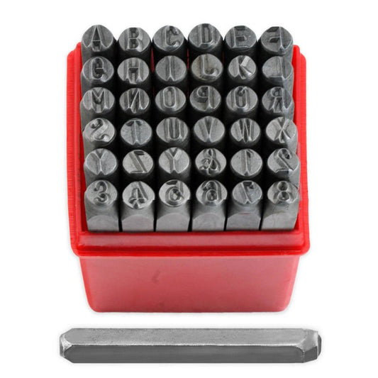 PUNCH, SET, 6MM 36 PIECE LARGE 1/4 LETTER & NUMBER STAMP