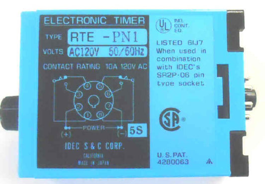 IDEC RTE-PN1 TIMER, 120 VAC, 0-10 MINUTE, 8 PIN OCTAL