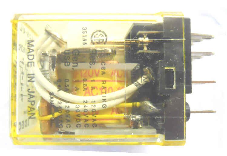 IDEC 4PDT ICE CUBE RELAY, 120 VAC, NEON & TEST IDEC # RY42S-ULC-AC120