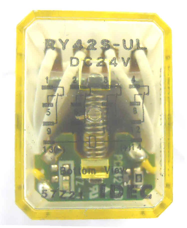 IDEC 4PDT ICE CUBE RELAY, 24 VDC, NEON IDEC # RY42S-UL-DC24