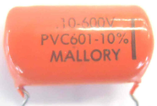 CAPACITOR, ORANGE DROP, .10 600V +/- 10% PVC601
