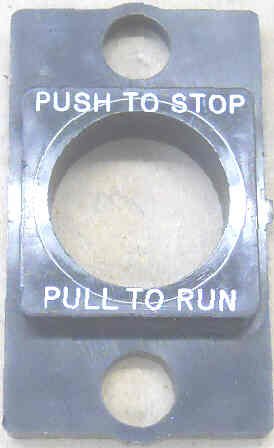 BEZEL, BLACK, ROUND BUTTON, ENGRAVED PUSH TO STOP-PULL TO RUN