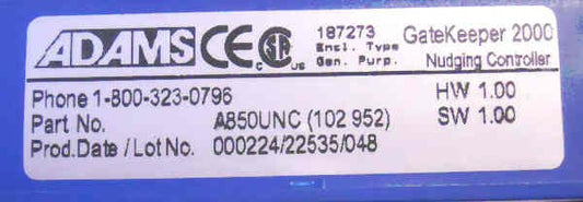 GATEKEEPER 2000 NUDGING CONTROL ASSEMBLY ADAMS A850UNC