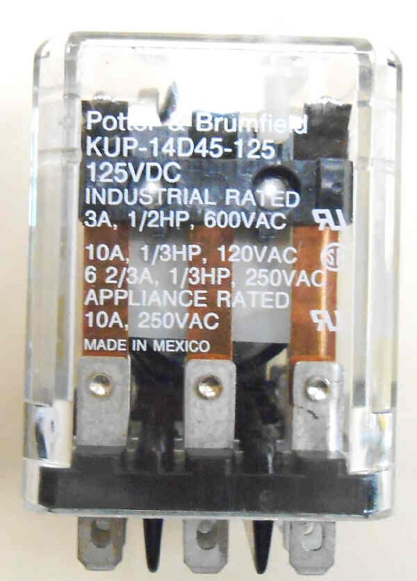 RELAY, POWER, 3PDT, 125VDC, 10A, PLUG IN POTTER BRUMFIELD #KUP14D45-125VDC