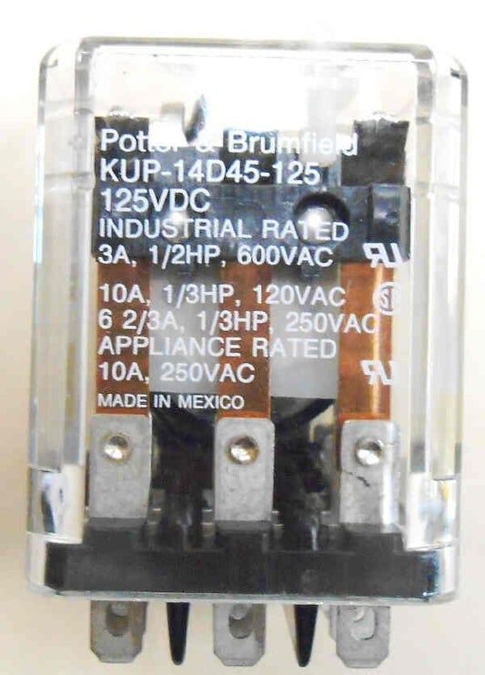 RELAY, POWER, 3PDT, 125VDC, 10A, PLUG IN POTTER BRUMFIELD #KUP14D45-125VDC