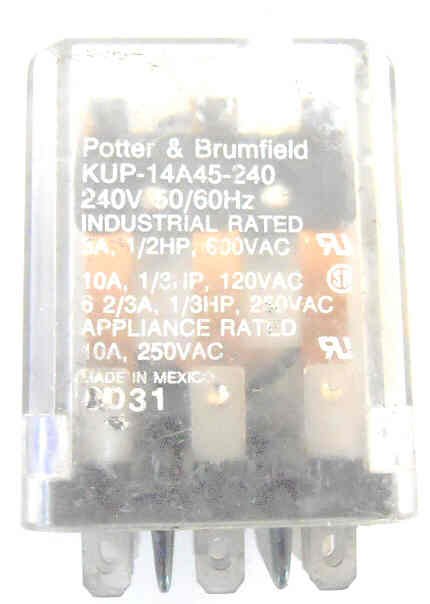 RELAY, POWER, 3PDT, 240VAC, 10A, PLUG IN POTTER BRUMFIELD #KUP-14A45-240AC