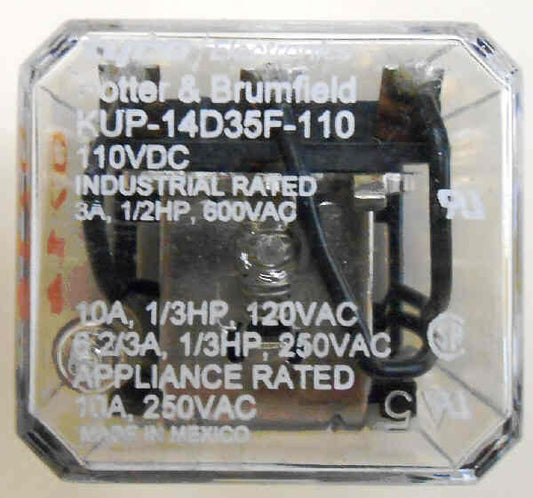 RELAY, POWER, 3PDT, 110VDC, 10A, PLUG IN POTTER BRUMFIELD #KUP-14D35F-110
