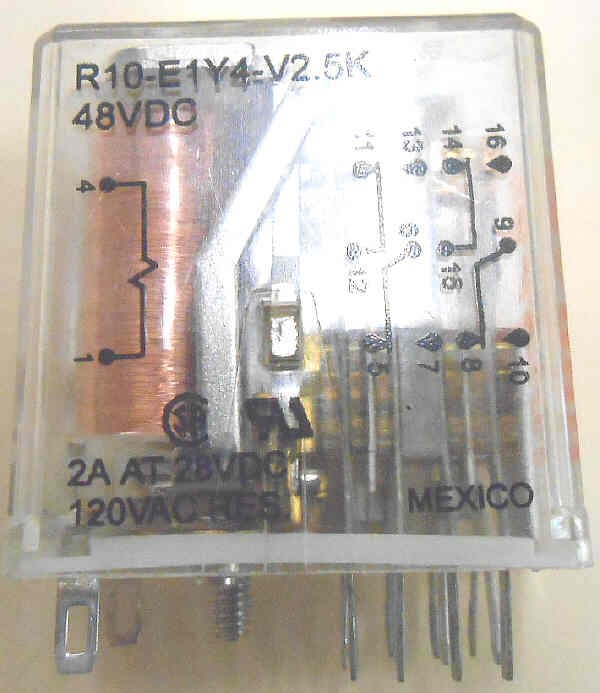 RELAY, POWER, 4PDT, 48VDC, 3A, PLUG IN POTTER BRUMFIELD #R10-E1Y4-V2.5K