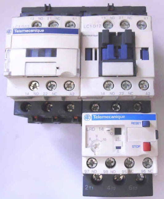CONTACTOR, TELEMECANIQUE LC1D12 (2) WITH LRD14 OVERLOAD  110 VAC COIL