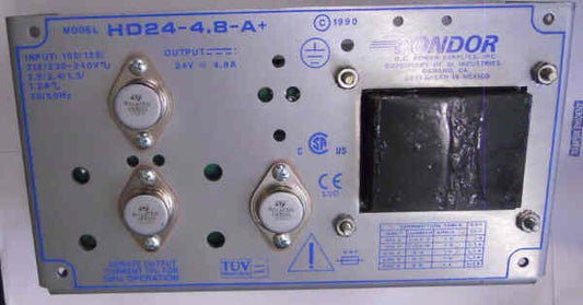 POWER SUPPLY, 100-240V INPUT, 24V @ 4.8 A OUTPUT CONDOR # HB24-4.8-A+