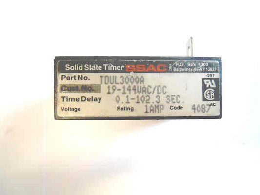 TIMER, 0.1-102.3 SECONDS, 19-144 AC/DC, 1 AMP SSAC #TDUL3000A