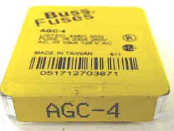FUSE, GLASS, 4 AMP, PACKAGE OF 5, MFR # AGC-4