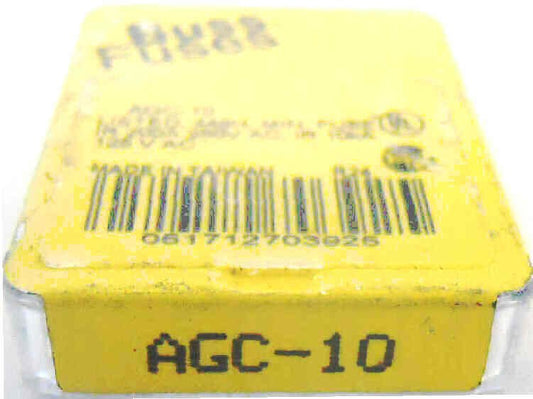 FUSE, GLASS, 10 AMP, PACKAGE OF 5, MFR # AGC-10