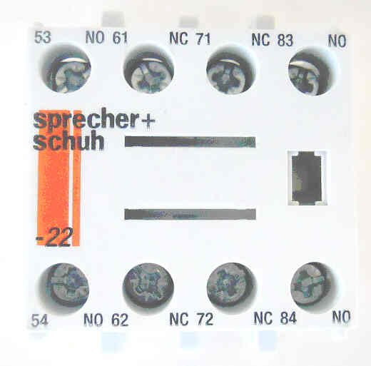 CONTACT, AUXILLARY, TOP MOUNT, 2NO/2 NC, SPRECHER & SCHUH, CS7-PV-22