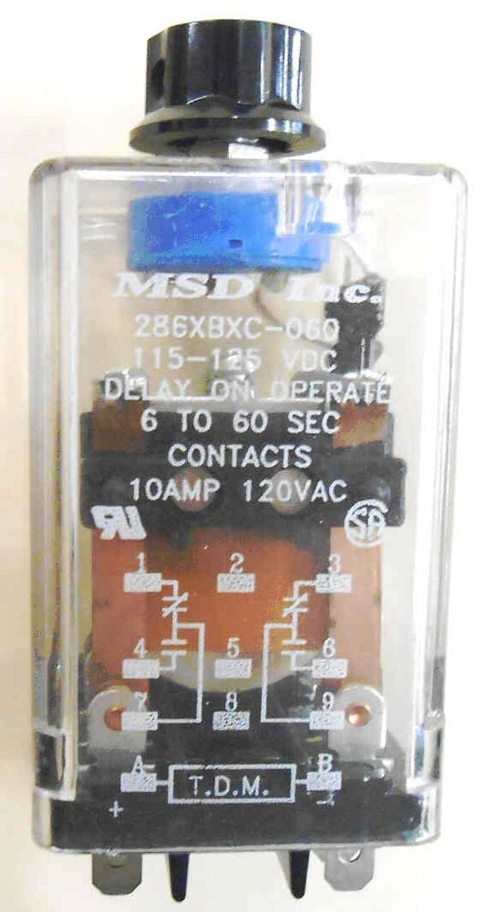 TIMER, 6-60 SECONDS, 115-125 VDC, DELAY ON, MSD, INC 285XBXC-060 115-25DC