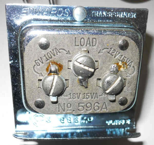 TRANSFORMER, 120 PRIMARY, 6, 12, 18 VAC SECONDARIES, EDWARDS 596A