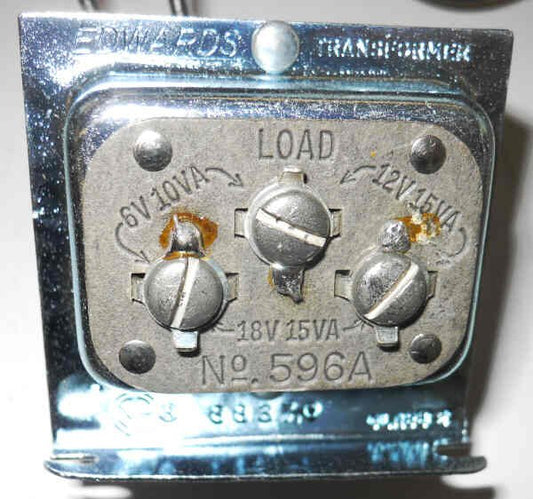 TRANSFORMER, 120 PRIMARY, 6, 12, 18 VAC SECONDARIES, EDWARDS 596A