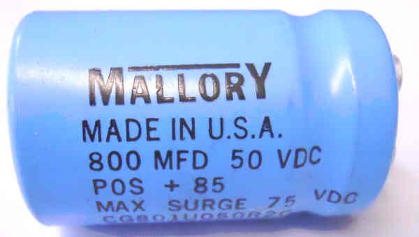 CAPACITOR, COMPUTER GRADE, 800MFD @ 50 VDC, COMPUTER GRADE, MALLORY ...
