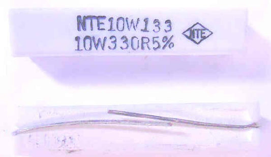 RESISTOR, 330 OHM, 10 WATT, TINNED LEADS, NTE10W133