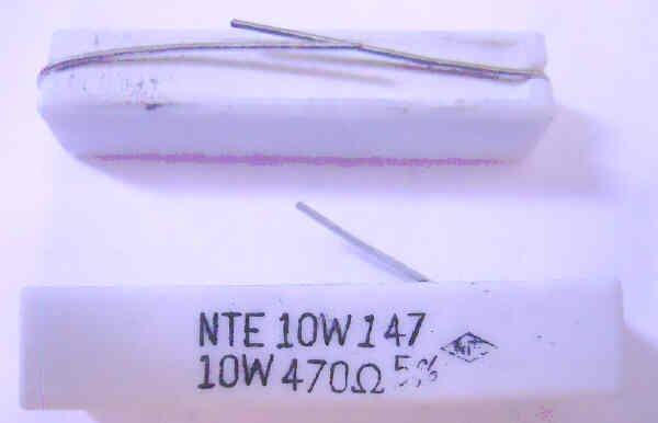 RESISTOR, 470 OHM, 10 WATT, TINNED LEADS, NTE10W147