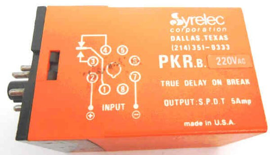 TIMER, OCTAL BASE, 8 PIN, 240 VAC, DELAY ON BREAK, SPDT, 5 AMP OUTPUT
