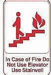 SIGN, FIRE, WITH EVACUATION INSTRUCTIONS, PLASTIC, SELF ADHESIVE, 6 X 9