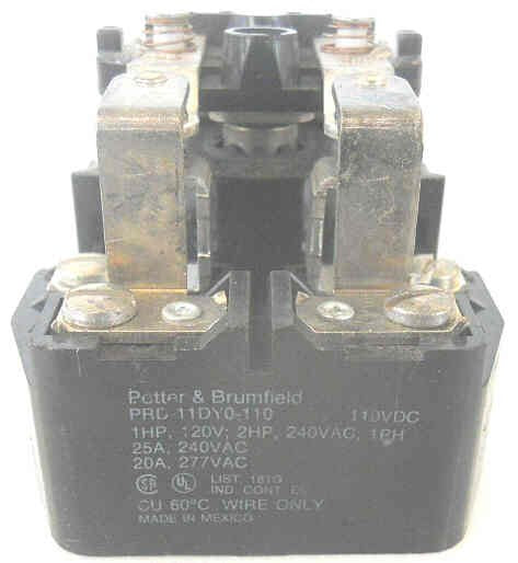 RELAY, POWER, DPDT, 110VDC, 20A, POTTER BRUMFIELD #PRD-11DYO-110