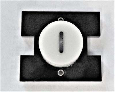 PRESSEL, BUTTON, MONITOR, WITH CONTACTS, WHITE, MARKED # 1  IN BLACK