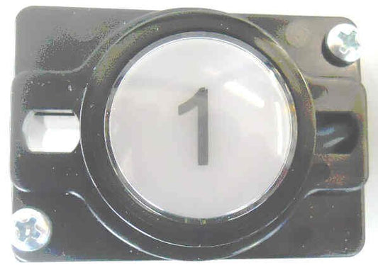 BUTTON, MONITOR, COMPLETE, WHITE WITH BLACK MARKING, CLEAR CAP, (SPECIFY)