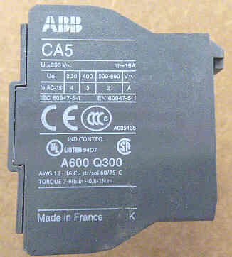 CONTACT, MODULE, AUX. 2 N.O/2N.C. CONTACTS, ABB # CA5-22E