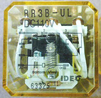IDEC 3PDT RELAY, KUP BASE, 110 VDC, NEON IDEC # RR3B-UL-110DC