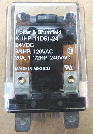 RELAY, POWER, DPDT, 24 VDC, 20A, POTTER BRUMFIELD # KUHP-11D51-24