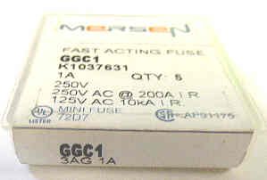 FUSE, GLASS, 1 AMP, PACKAGE OF 5, MFR # GGC-1