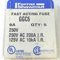 FUSE, GLASS, 6 AMP, PACKAGE OF 5, MFR # GGC-6