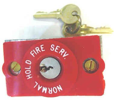 SWITCH, KEYED, FIRE SERVICE, NYC, RED BEZEL, ENGRAVED NORMAL-HOLD-FIRE SERV