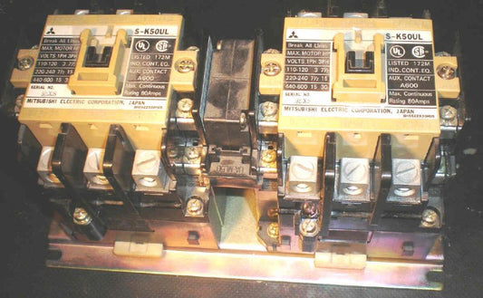 CONTACTOR, DUAL, 3 POLE, MITSUBISHI S-K50UL 65 AMP START/RUN