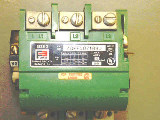 CONTACTOR, SIZE 2, WITH O/L AND AUX CONTACT, REFURBISHED FURNAS 40FF107169U