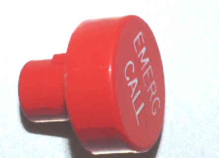 BUTTON, RED, ENGRAVED, 1 DIAMETER, EMERG CALL OTIS # 323BD7  -