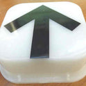 LENS, HALL LANTERN, WHITE WITH APPLIED BLACK ARROW, 3.00 X 2.50