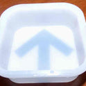 LENS, HALL LANTERN, WHITE WITH APPLIED BLACK ARROW, 3.00 X 2.50