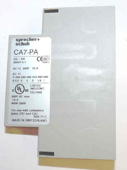 CONTACT, AUXILLARY, SIDE MOUNT, 2 N.O. SPRECHER & SCHUH # CA7-PA20