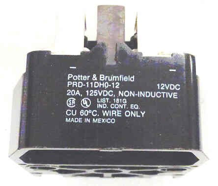 RELAY, POWER, DPDT, 12VDC, 20A, W/ MAGNET BLOWOUT POTTER BRUMFIELD #PRD-11DHO-12